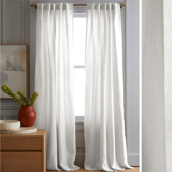 ✌️OUT✌️NWOT QUINCE 48x108 European Linen Curtain Cotton Light Filtering White - Picture 1 of 6